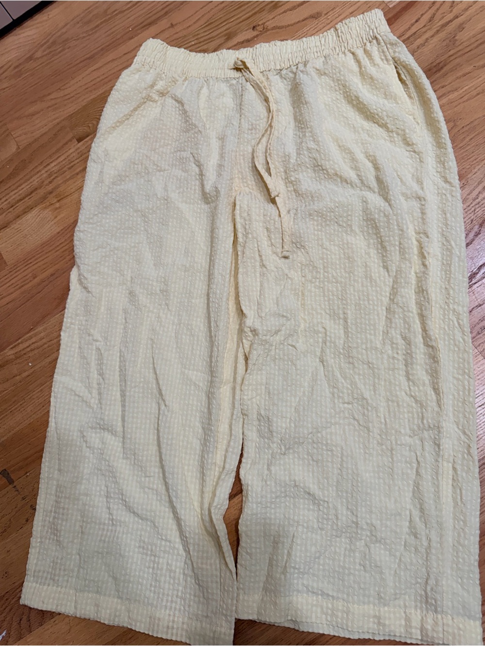 Auden Cream Seersucker Drawstring Kids Pants
